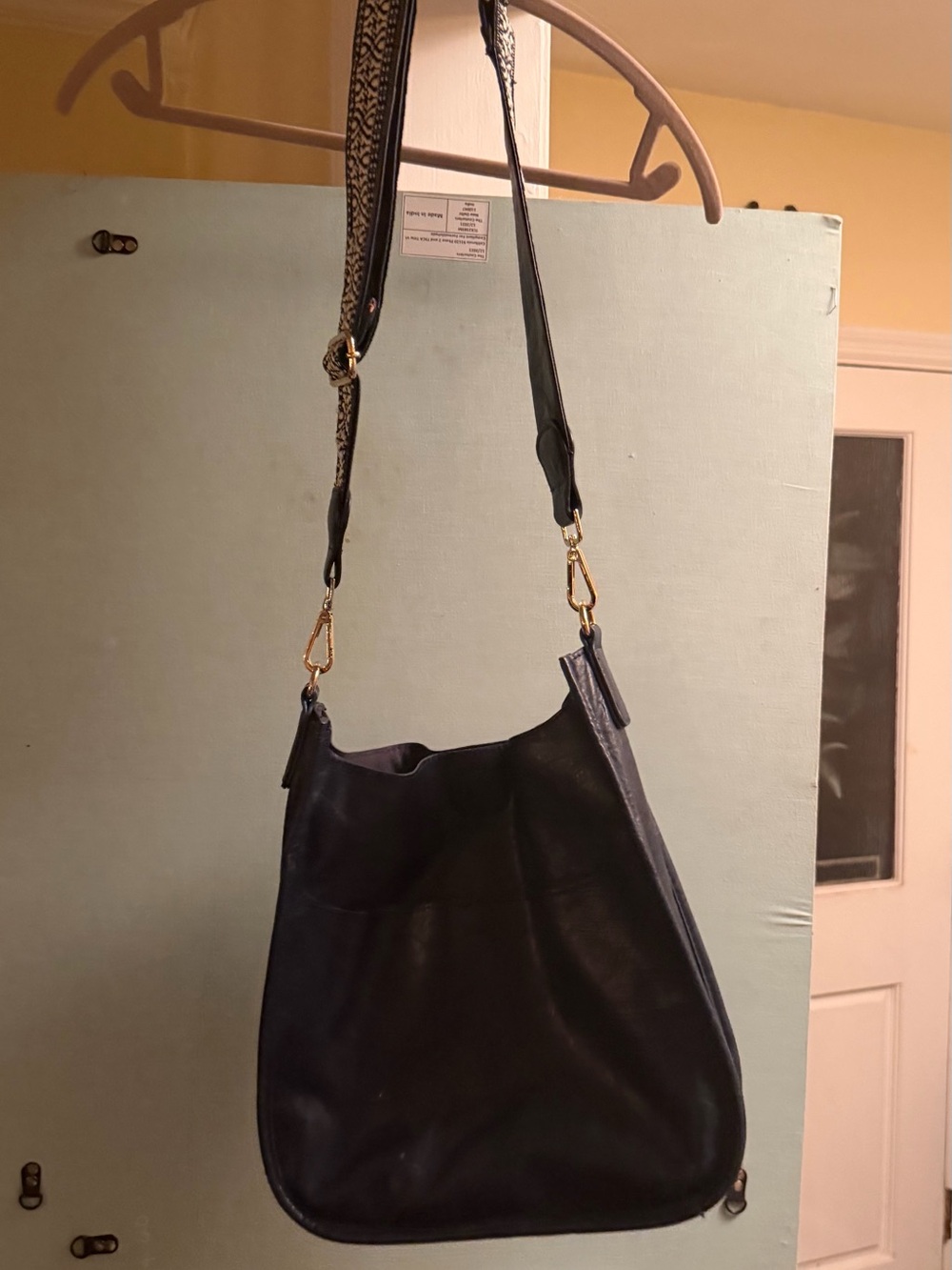 Black and Beige Woven Crossbody Strap - Unbranded